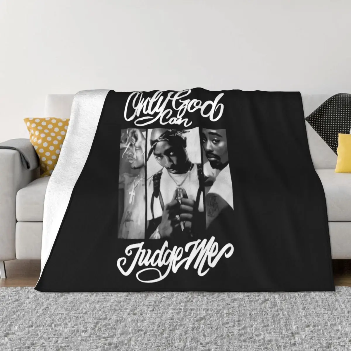 Vintage 2Pac Only God Can Judge Me Shaka Tupac Shakur Rap Hip Hop Band Game Throw Blanket