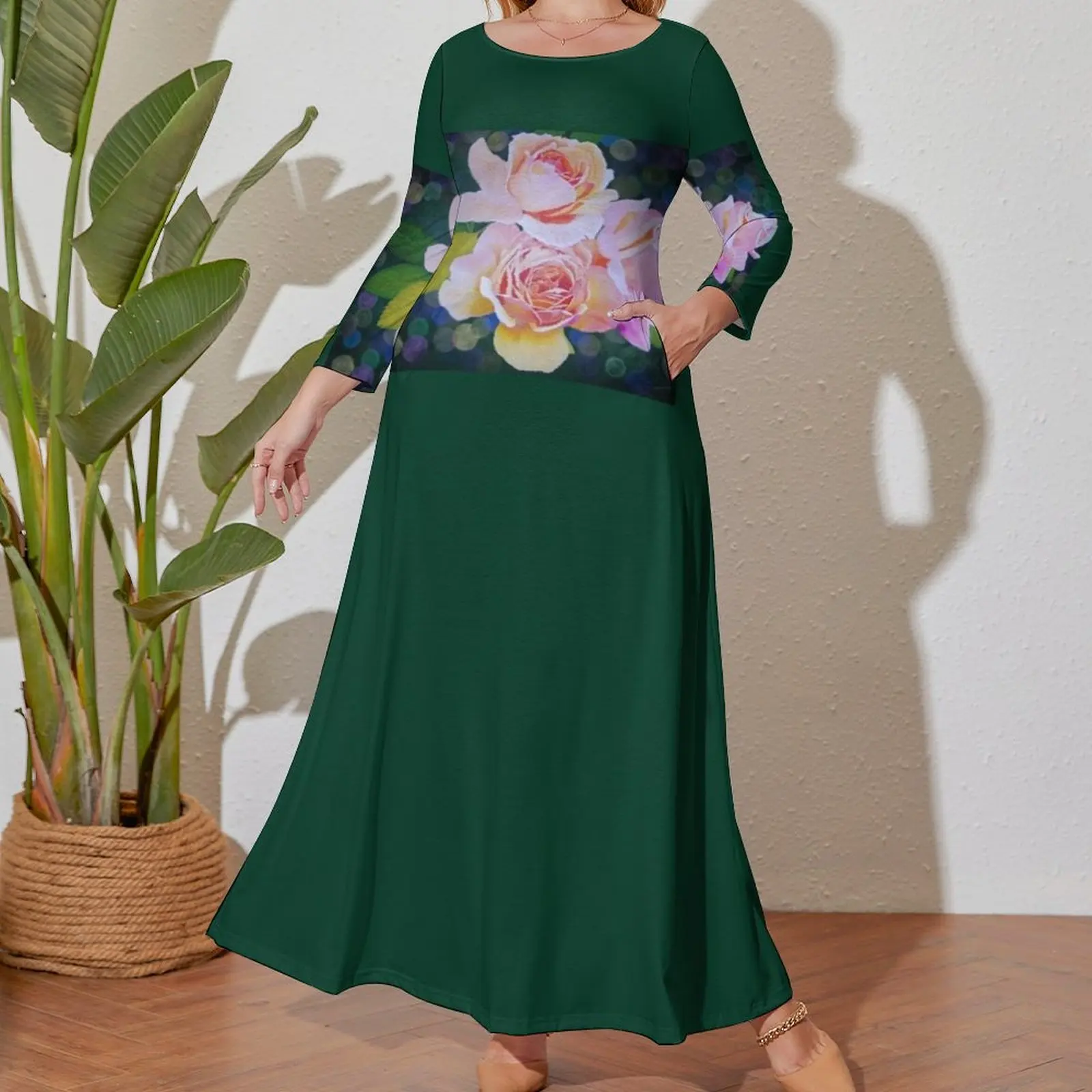 Bokeh de Grace-Robe de Bal à Manches sulfpour Femme, Jolies Roses, Vêtement d'Été, 2024