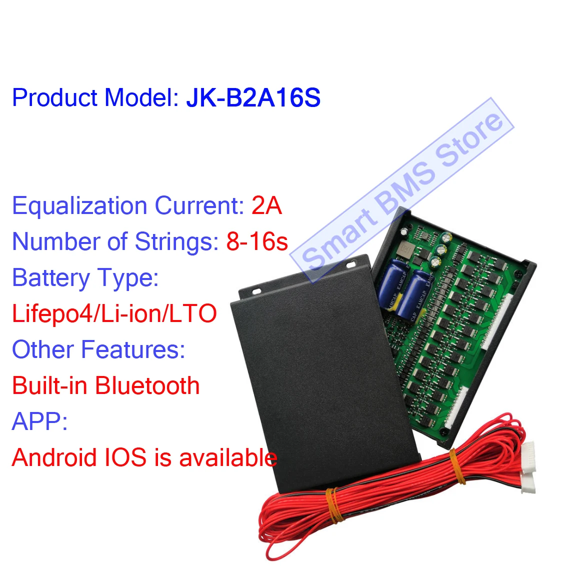 JIKONG Smart JK BMS B4A24S Active Balancer 5A 10A 24S with BT Support 2A 5A 10A 4S - 24S Lifepo4 LTO Battery B10A24S Smart BMS image 3