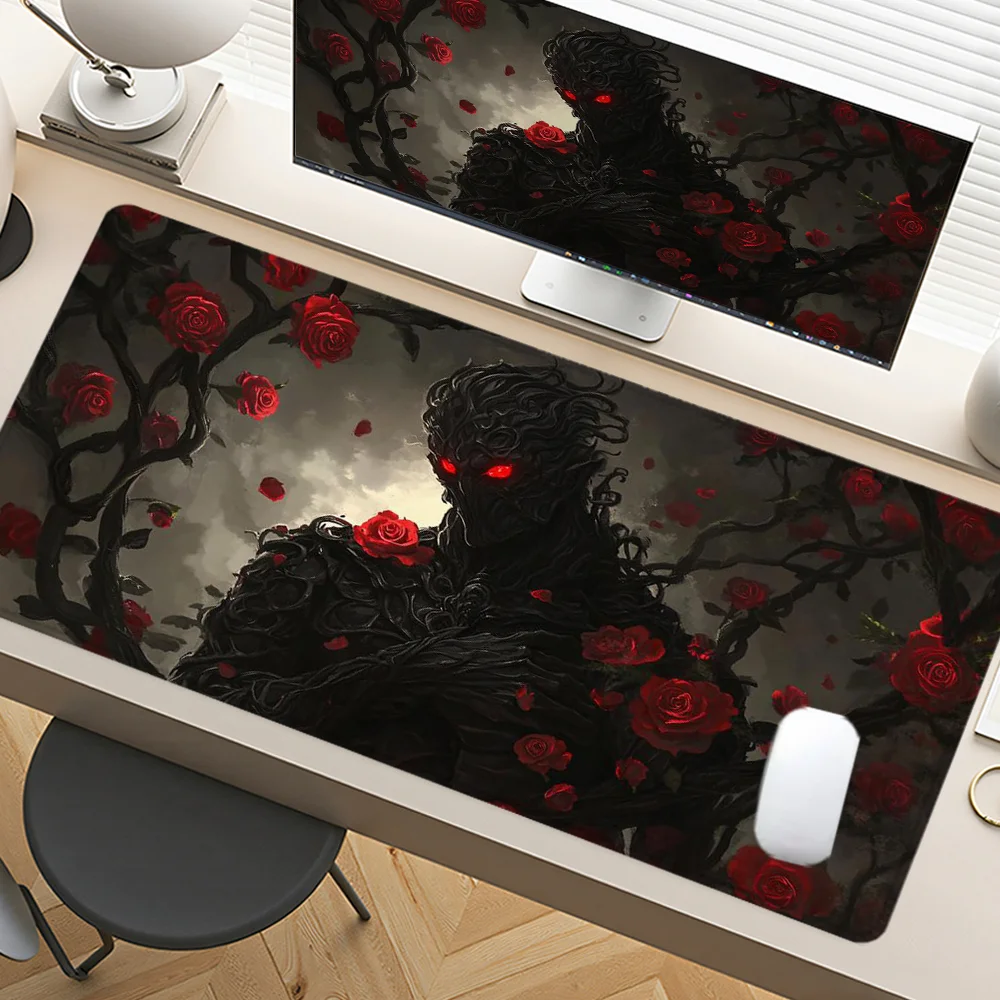 

Dark Demon Mouse Pad Large Desk Accessories Desk Pad Rubber Base with Stitched Edge Mousepad Non-Slip Mousepad for Office