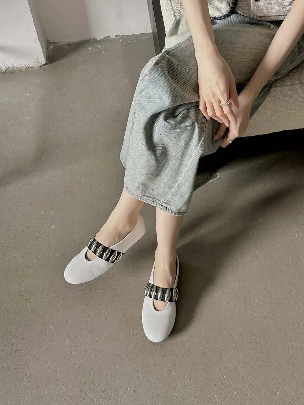 Round Toe Women Flats Loafers Black White Silver Autumn Spring Dress Shoes 2024 New Arrivals Slip On Fashion Ballet Dance Shoes