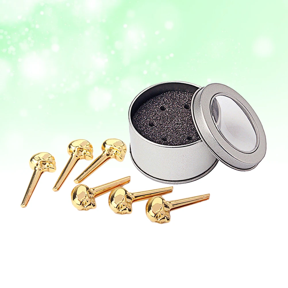 

6Pcs Unique Skull Head Zinc Alloy Bridge Pins Accessories For Acoustic Guitar Mandolin