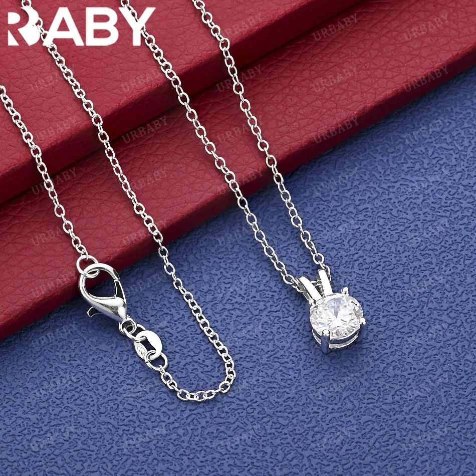 

URBABY 40-75CM 925 Sterling Silver Zircon Pendant Necklace Chain fashion Jewelry luxury wedding noble Accessories