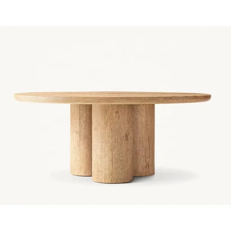 

Luxury modern pure oak round dining table set for 6 people for kitchen furniture in hotel restaurants