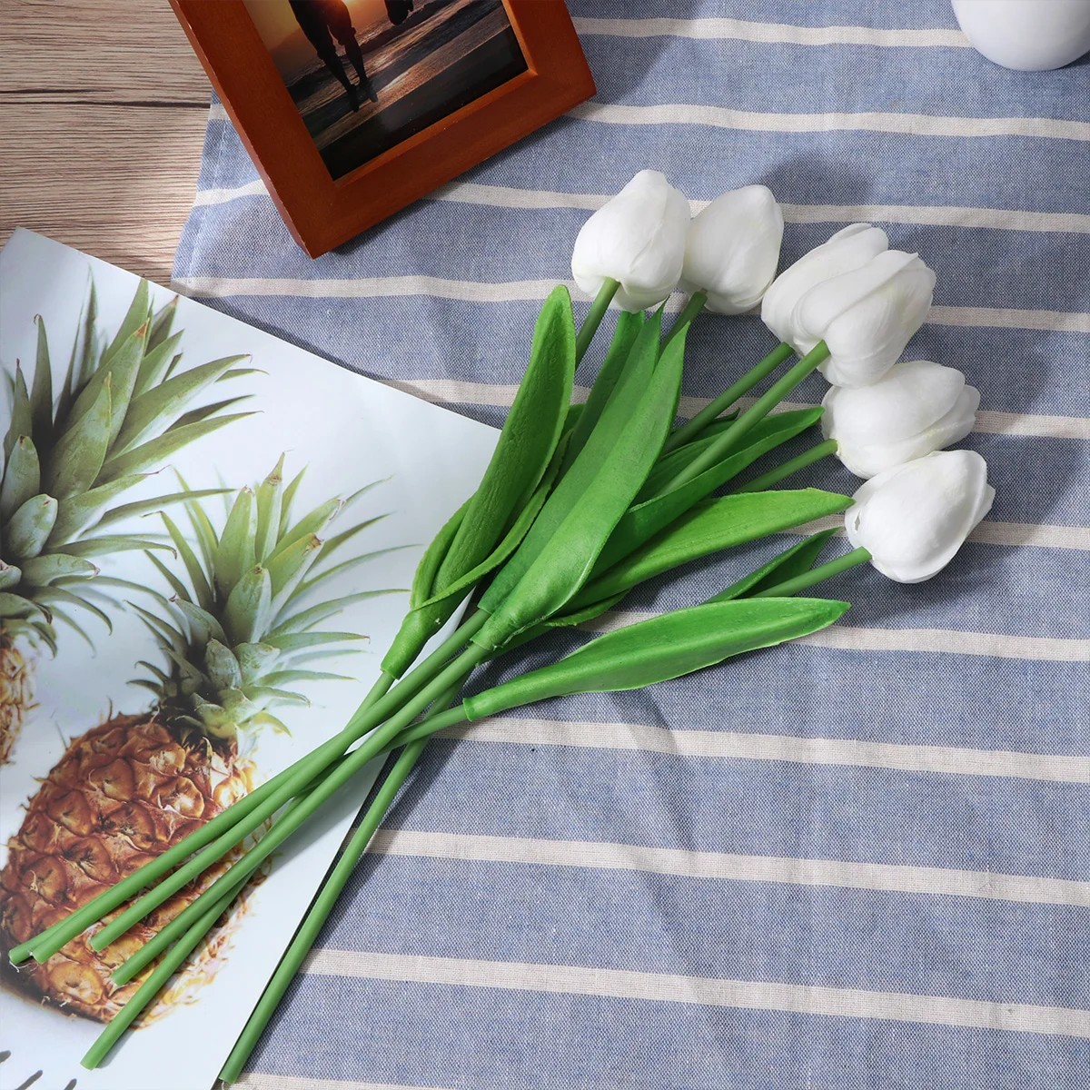 

6 Pcs Artificial Flower Decoration PU Flowers Bouquet Fake Ornament Tulip Decorations