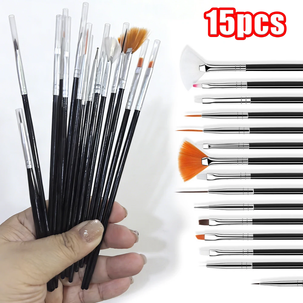 

15pcs Nail Brush UV gel Pen Dotting/Stripe Line/Ombre/Flower Paint Nail Brush DIY Acrylic Nail Brush Professional Manicure Tools