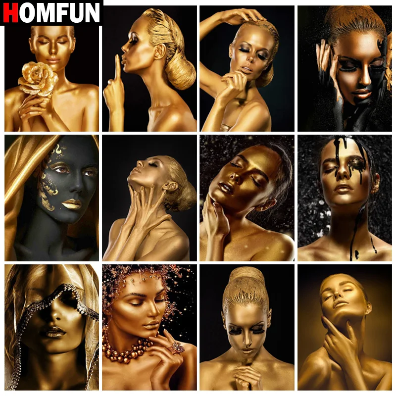 

HOMFUN алмазная живопись "портрет бронзовая красота" вышивка крестиком на заказ фото Алмазная вышивка квадратная круглая дрель домашний декор