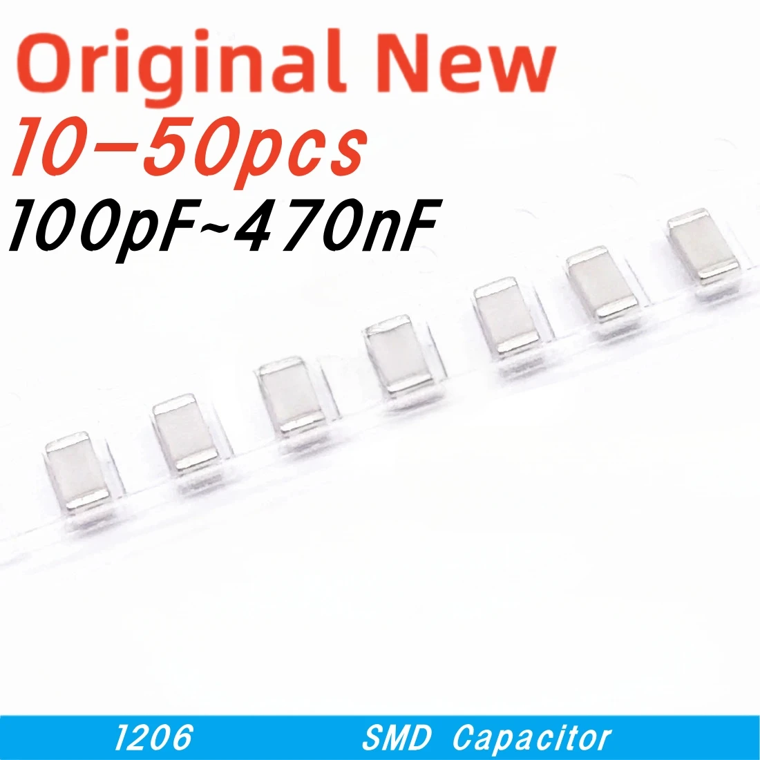 

1206 SMD Capacitor 100/220/330/470/680/820PF 1/2.2/4.7/6.8/10/15/22/27/33/39/47/51/56/68/82/100/120/150/220/330/470NF NPO C0G 5%