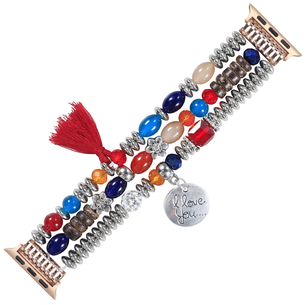 Jewelry Beaded Strap for Apple Watch Band Ultra 49mm 8 7 45mm 41mm Bracelet Wristband for 6 5 4 Se 44mm 42mm 3 40mm 38mm Correa