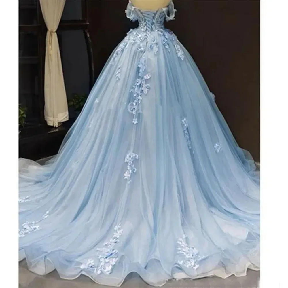 فساتين Quinceanera باللون الأزرق السماوي الفاتح بدون حمالات مزينة للحفلات الراقصة المسائية رداء حفلات لـ Sweet 15 vestidos de quinceaner
