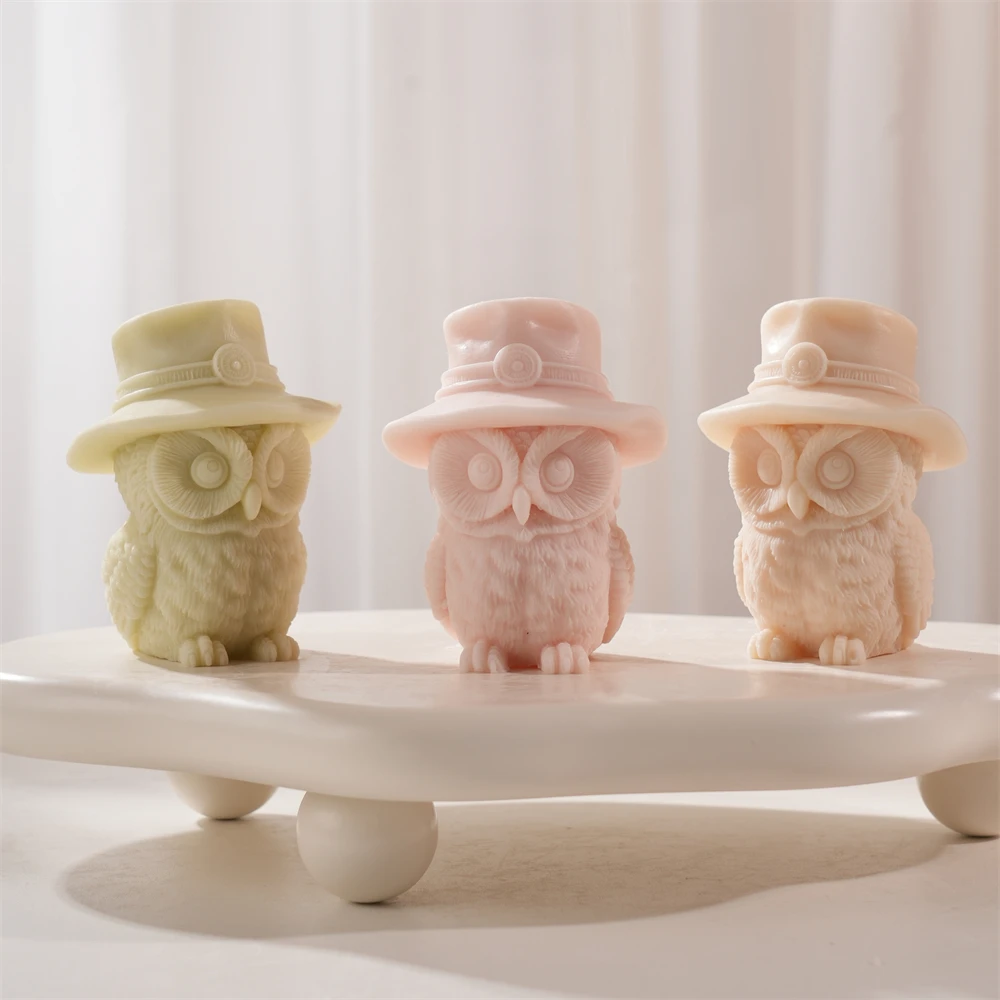 

Hat Owl Candle Mold Bird Animal Handmade Mold Kit Tool Figurines Statue Resin Silicone Mold Novelty Decor Gifts