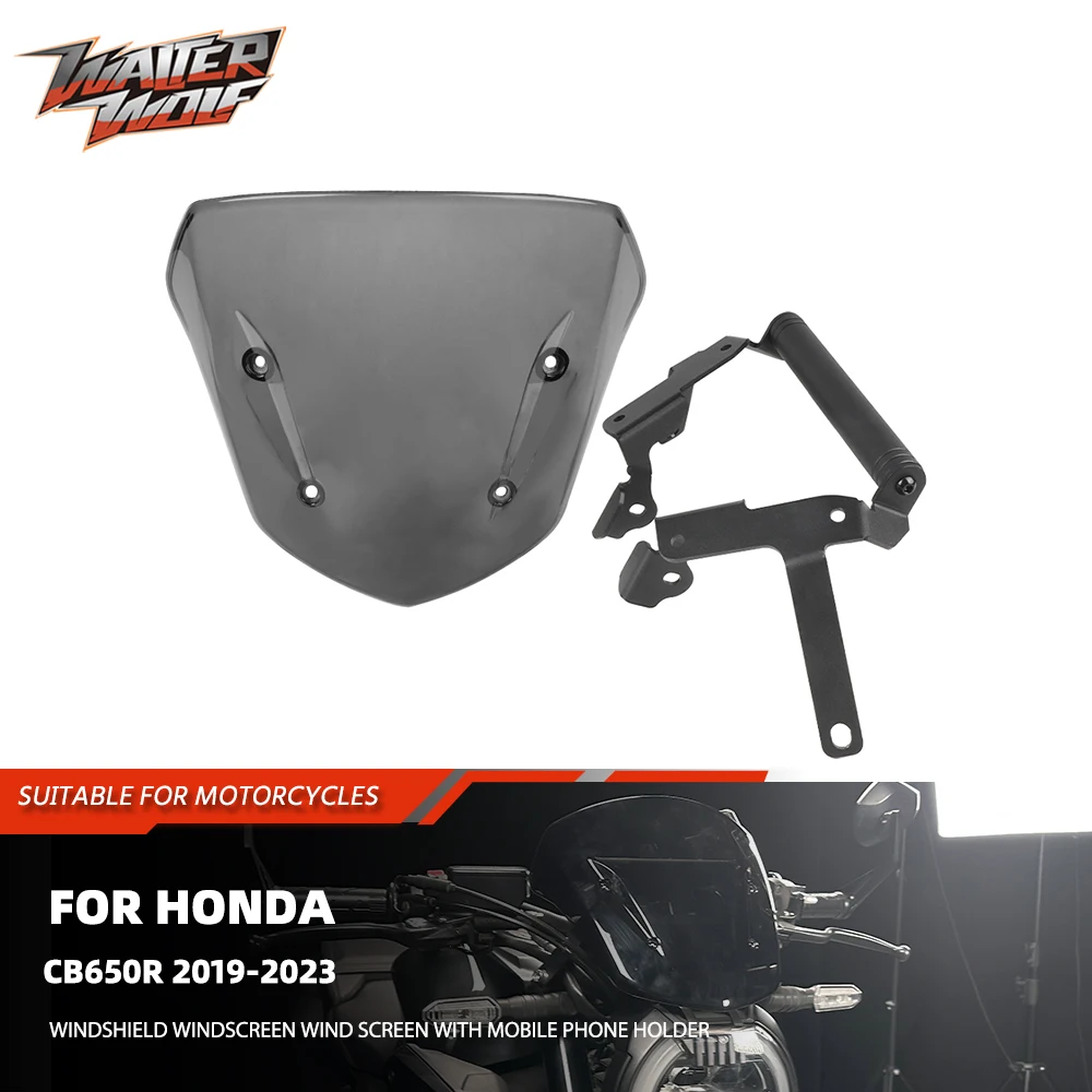 

Motorycle Windshield WindScreen Deflectors With Mobile Phone Holder For Honda CB650R CB 650R Navigation Mounting Bracket CB650