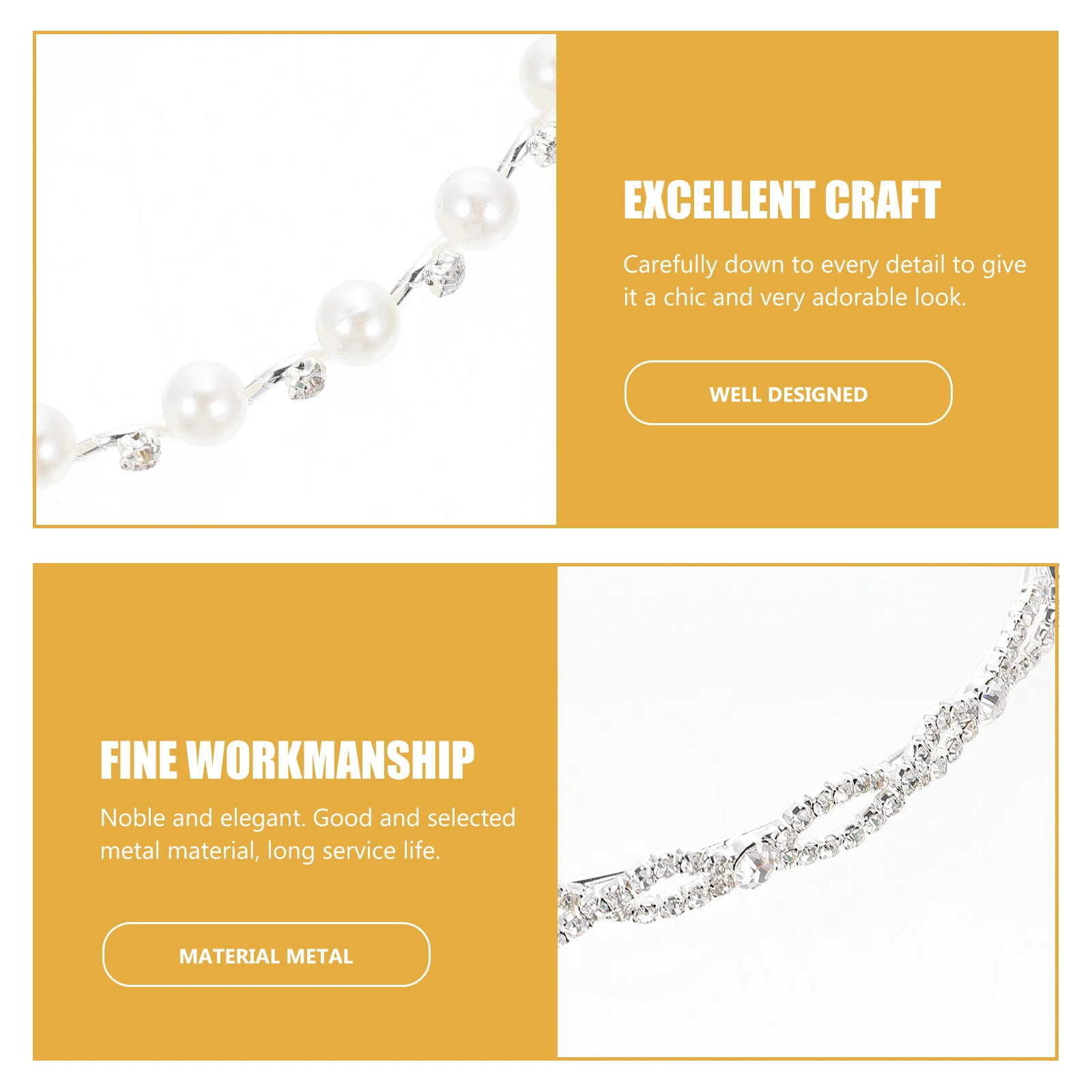 

3Pcs Stylish Pearl Hair Decoration Rhinestones Headband for Women Girls Special Occasions Wedding Party Crystal Flower Headbands