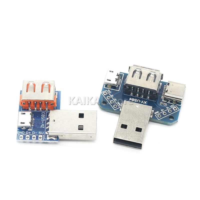 USB Head Switchboard Male USB Connector to Type-c Micro USB Female USB 2.54-4P transfer test board USB adapter plate XY-USB4