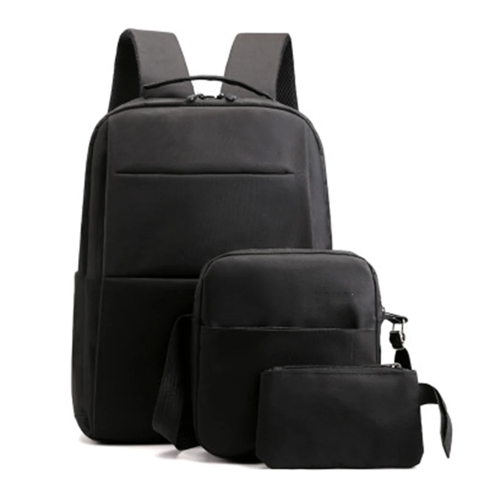 Men Backpack Zipper School Bags With 2 Small Bag Set Casual For Travel Laptop Mobile Phone