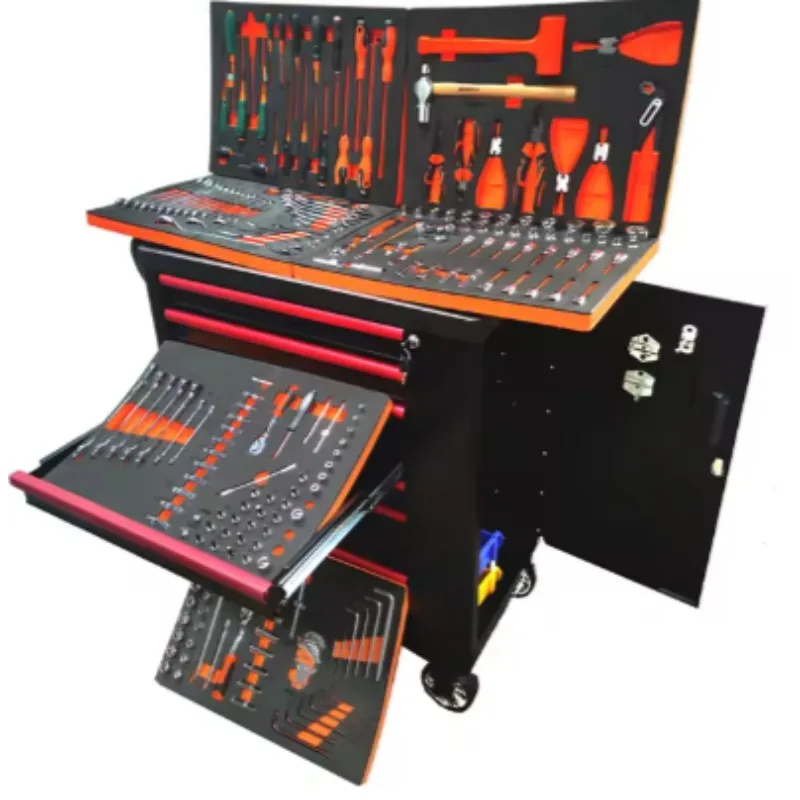 396 Pcs Heavy Duty Folding 7 Layer Tool Kit Vehicle Maintenance Combination Repair Tools Rolling Storage For Auto Workshop