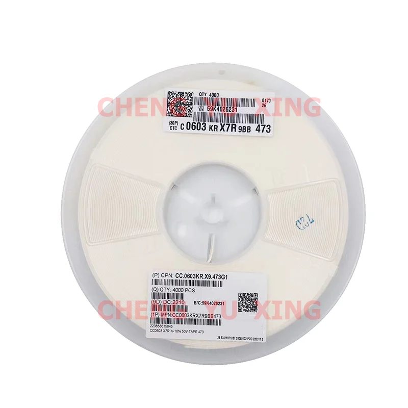 

0603 47nF 50V X7R 10%,CC0603KRX7R9BB473,4000pcs ，0603 SMD Capacitor
