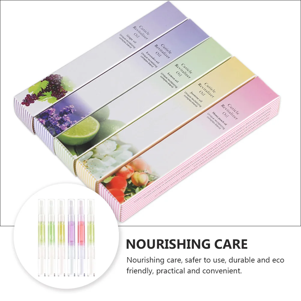 6 Pcs Cuticle Revitalizer Oil Pen Plant Extracts Nourishing Care Manicure Essential Repair Hydrate Nail Treatment Beauty Salon