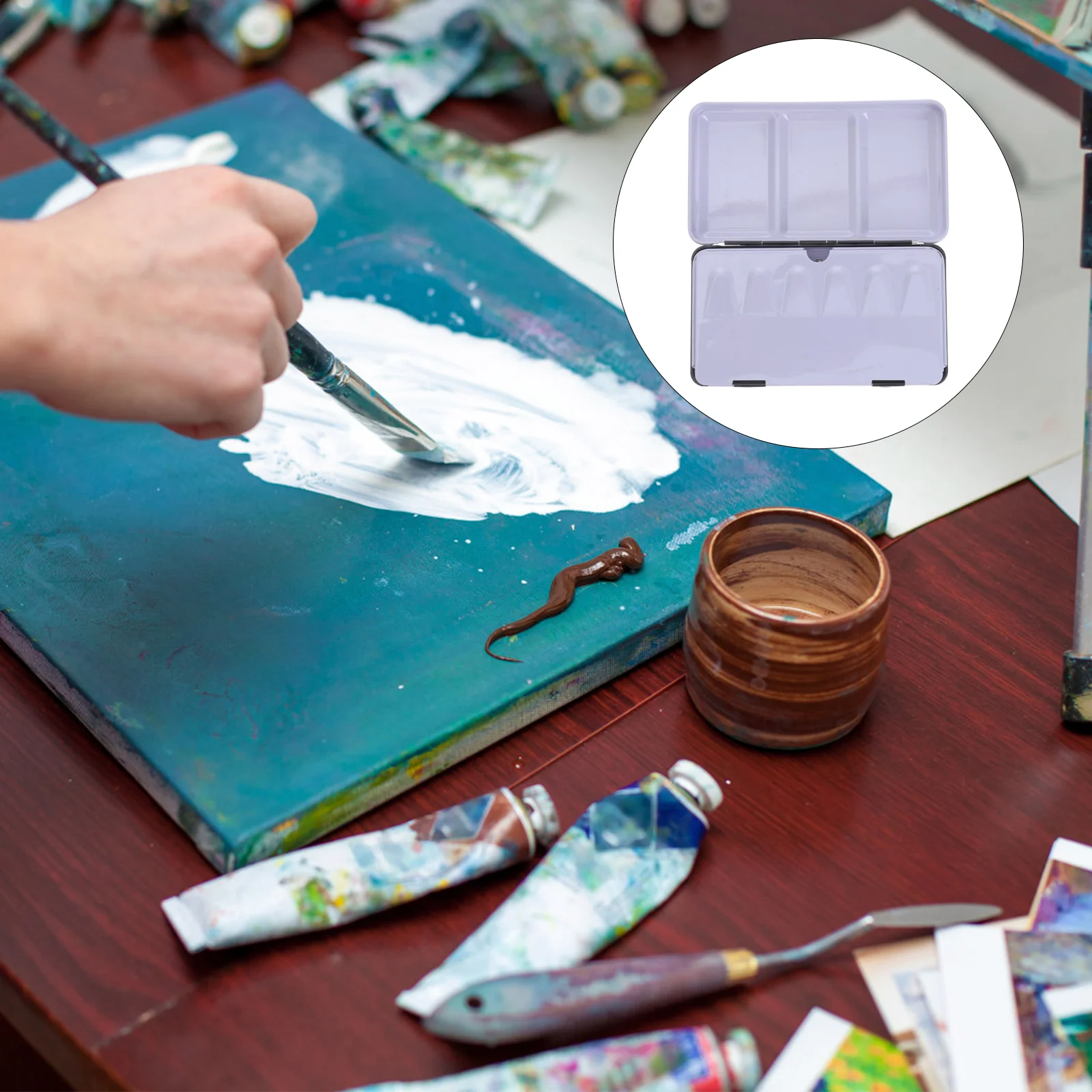 Пустой металлический чехол для краски, контейнер для акварели, коробка для пигментов, складные жестяные горшки, полоски для стручков, небольшой лоток, решение для хранения художественных принадлежностей