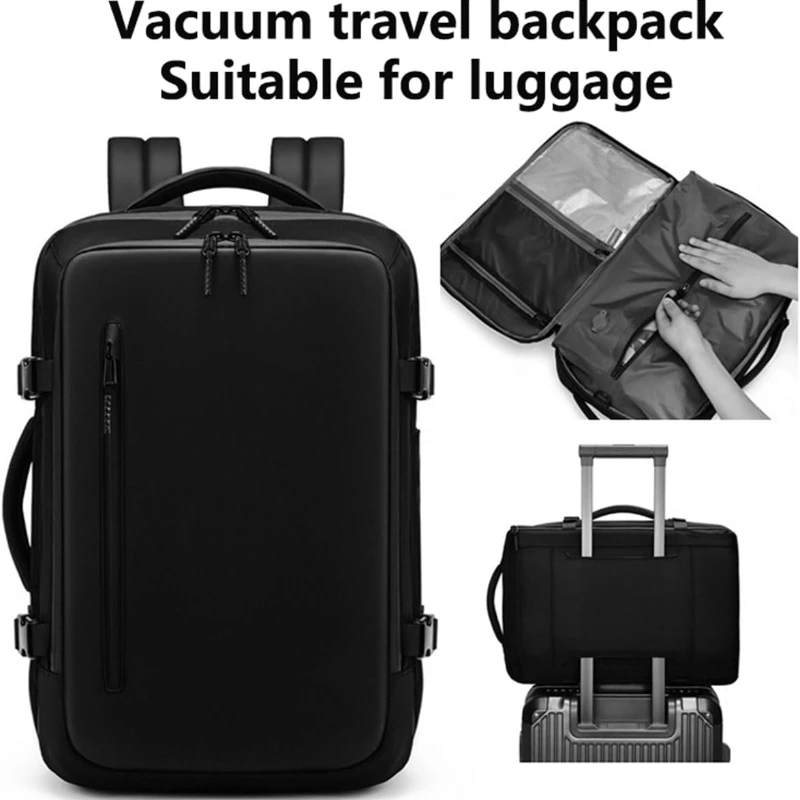 60L Vacuum Compression Backpack Waterproof Travel Bag Airback Expandable Laptop Business Backpack Luggage Bag With Vacuum Pump