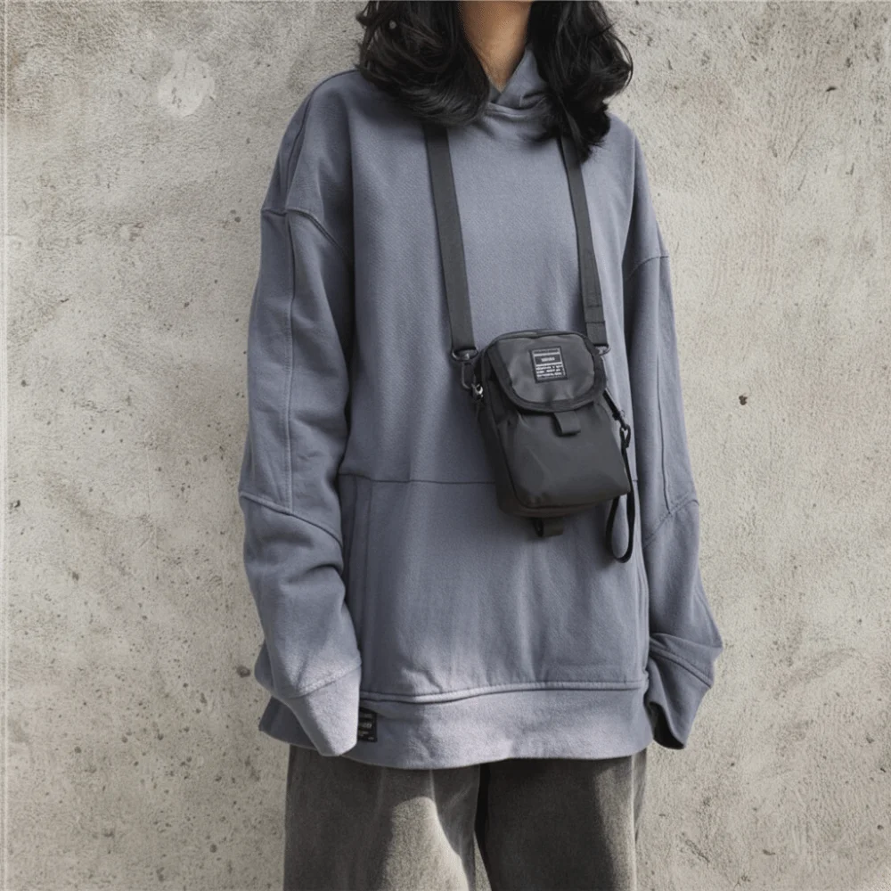 

Simple Design Nylon Material Crossbody Bag Japanese-Style Solid Color Shoulder Bag Mobile Phone Bag Casual Use