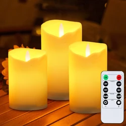 3pcs/set LED Flameless Candles Flickering Light with Remote Control for Festival Wedding Home Party Birthday Decor Lighting