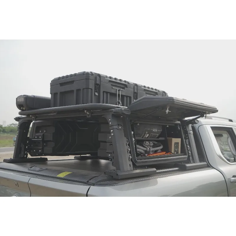 

Heavy Duty 4X4 Pickup Roll Bar With 2 Side Beams Adjustable Truck Bed Rack Weatherproof & Retractable Ladder Rack