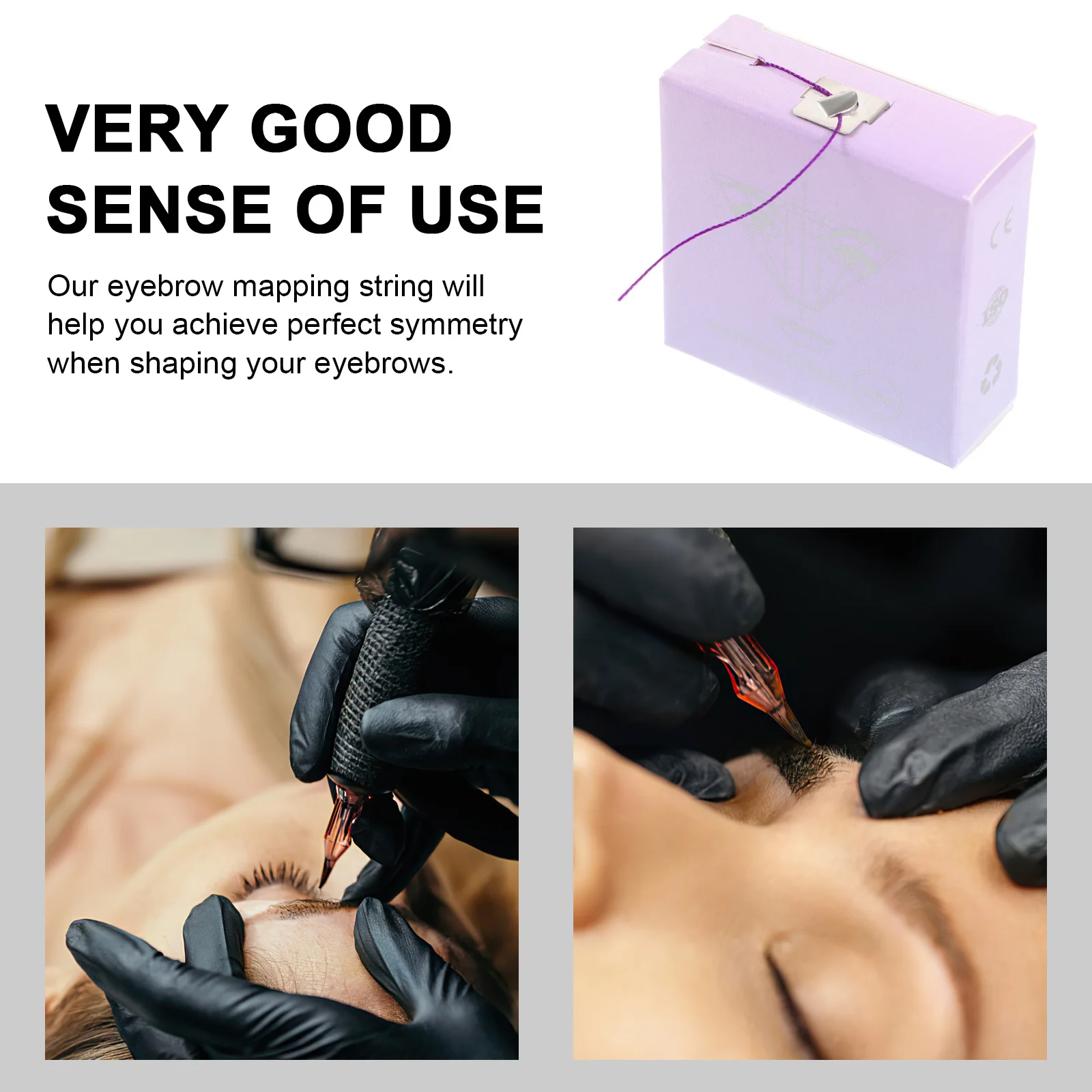 1 caja de 10M, cuerda para mapeo de cejas, herramienta para enhebrar cejas, regla moldeadora simétrica, guía de maquillaje, Kit de medida de línea, accesorios para tatuaje