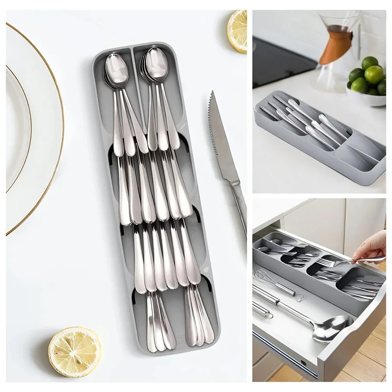 Kitchen Cutlery Storage Box Tableware Tray Knife Block Holder Drawer Container  Tableware Organizer Spoon Fork Separation Box