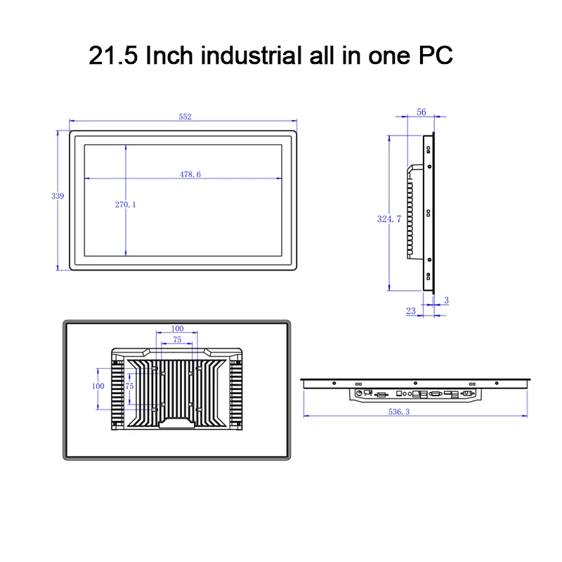 21.5 Inch Capacitive Touch Industrial Computer AIO PC Intel Core i3-6100U/i5-6200U/i7-6500U Win10 With WiFi RS232 COM