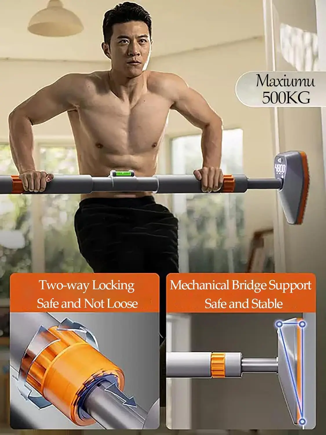 

Регулируемая штанга для подтягивания, 96-135 см, настенная штанга без сверления для домашнего спортзала, штанга для подтягивания