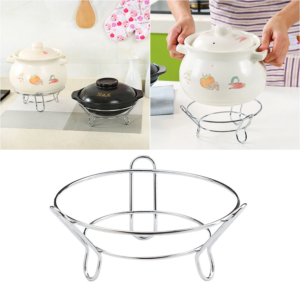 

2 Pcs Pot Rack Stainless Steel Practical Protect Table Suitable Cooking Pots Wok Over 12cm Diameter Holder Kitchen