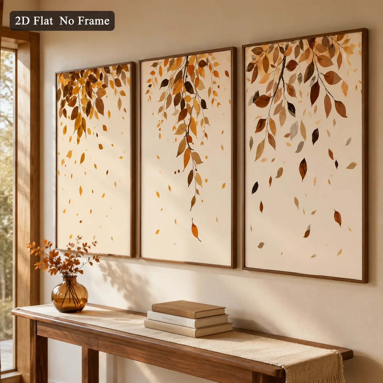3PCS Draping Autumn Leaves Poster  Wabi-sabi Style Autumn Plant Leaf Wall Art  Canvas Painting for Room Decor Fall Gifts