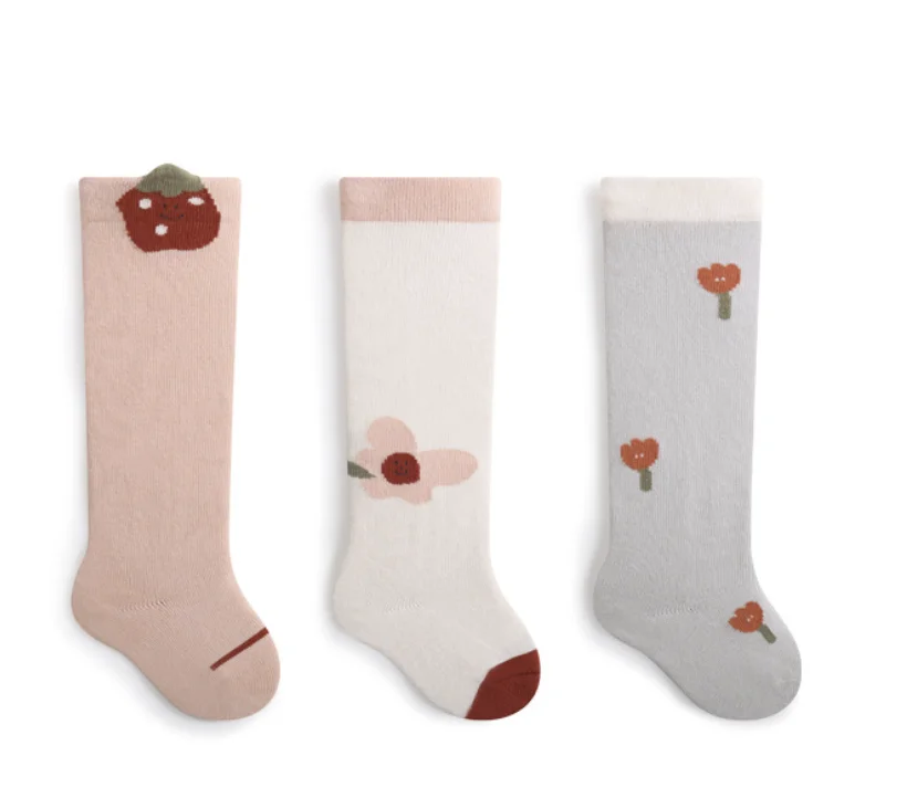 Chaussettes Hautes en Coton pour Bébé Garçon et Fille, Mignonnes, pour Anniversaire, Noël, Nouvel An, Automne et Hiver, 3 Paires