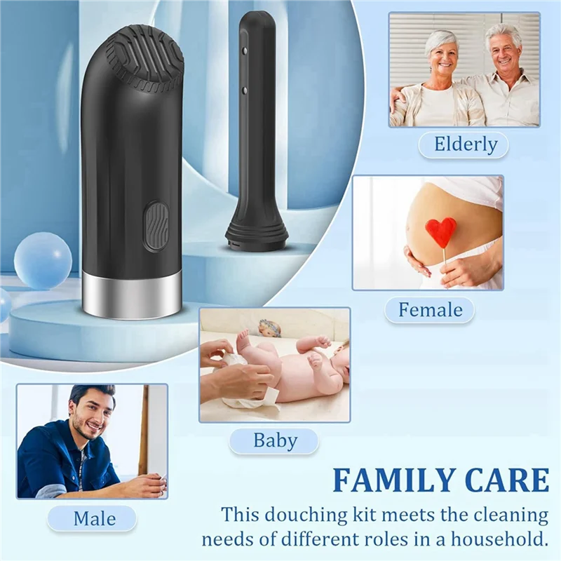 AY03-2X حقنة شرجية للرجال والنساء، بخاخ بيديت كهربائي أوتوماتيكي للسفر الشخصي بيديت الدوش لتنظيف القولون الشرج