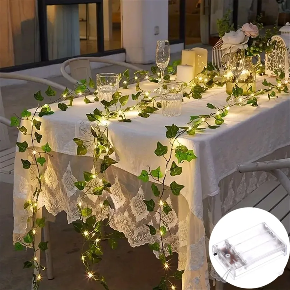 

Battery Powered Flower Green Leaf String Lights Artificial Vine Fairy Lights Christmas Tree Garland Light for Wedding Home Decor