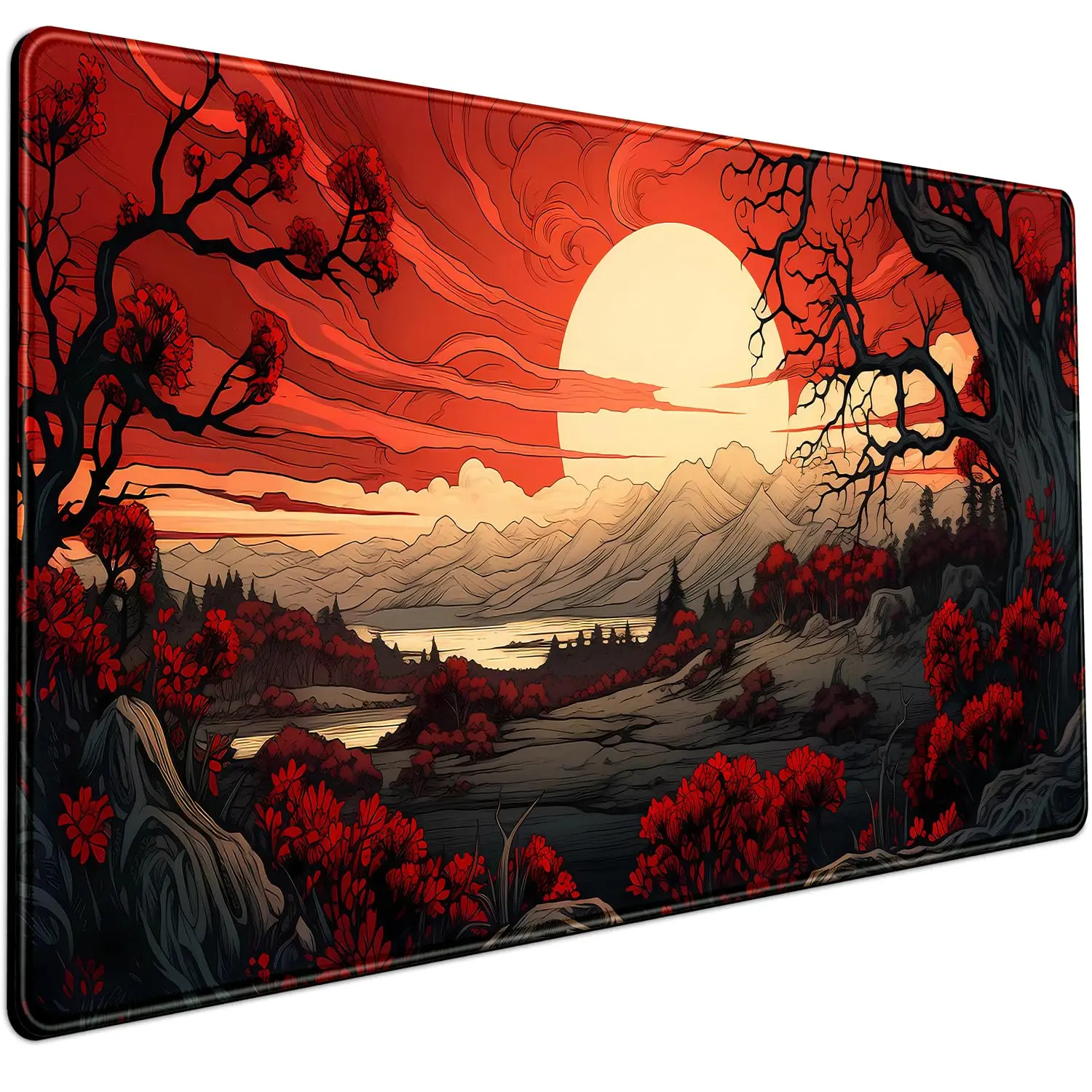 

Fantasy Red and Black Art Pattern Table Mat,cute Table Decoration,non-slip Waterproof Gaming Mouse Pad, Perfect Gift for Friends