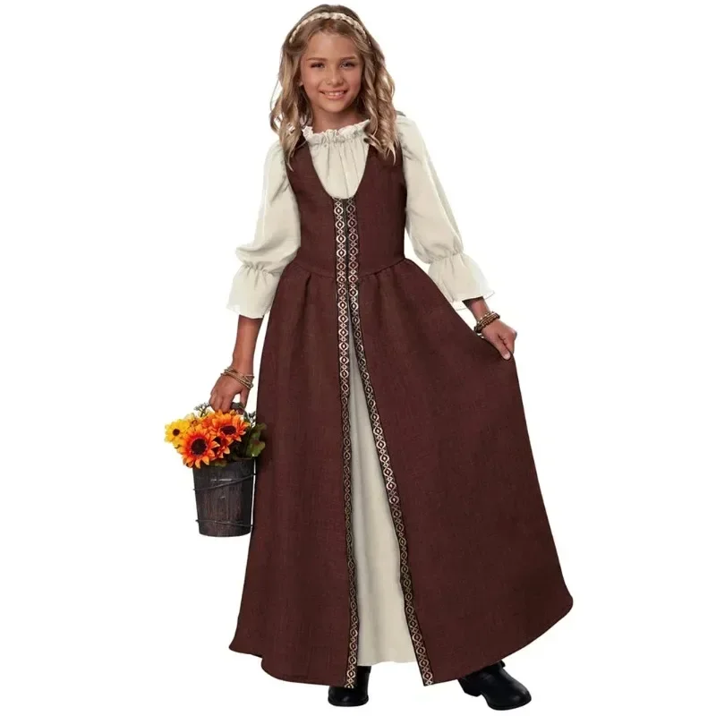 

Robe Victoria médiévale pour filles, robe d'Halloween rétro 7.5, costume de cosplay pour enfants, performance sur scène, carnav