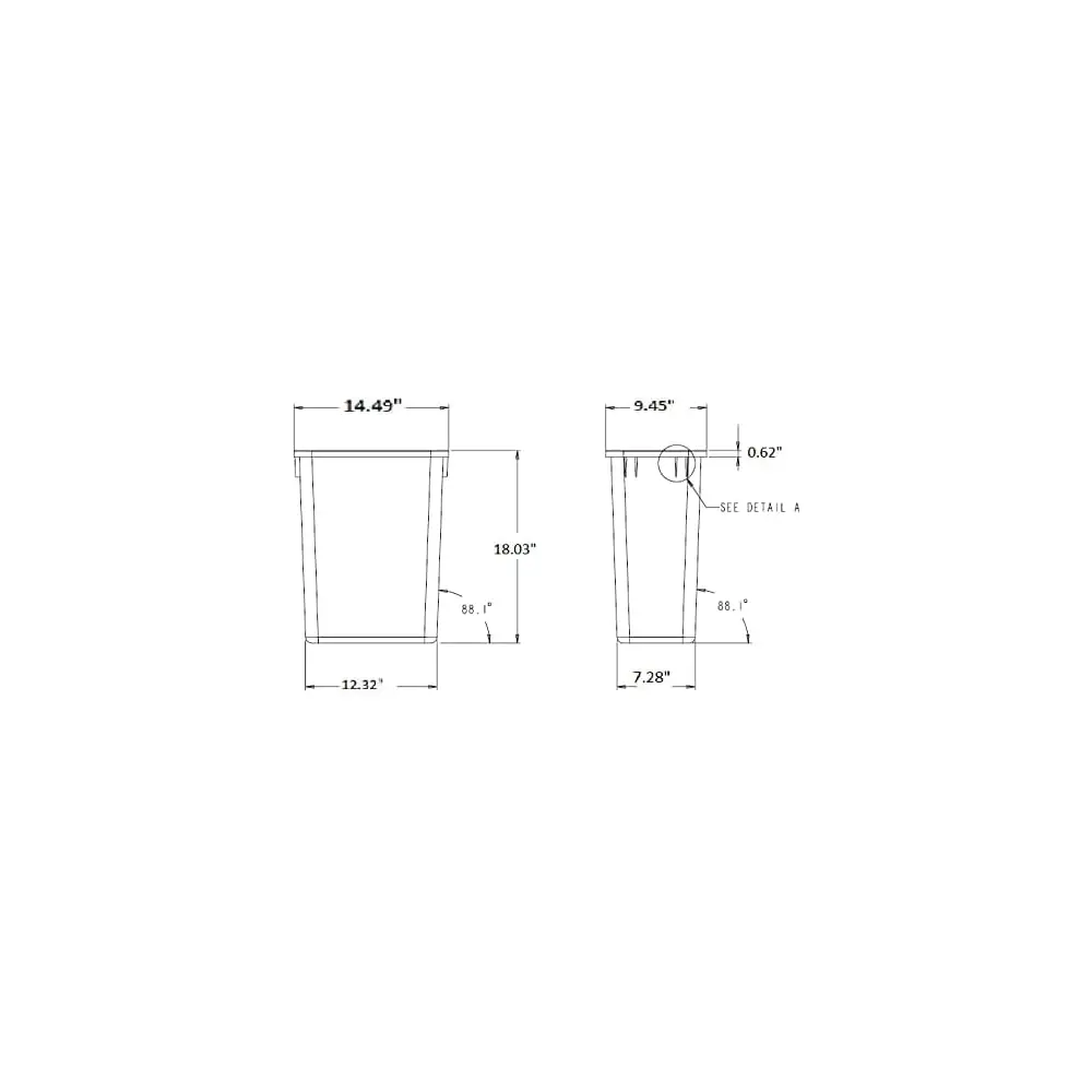 Plastic Trash Can - Indoor Garbage Bin For Kitchen, Home, Office & Commercial Use - Large Waste Disposal Tub - Compatible With