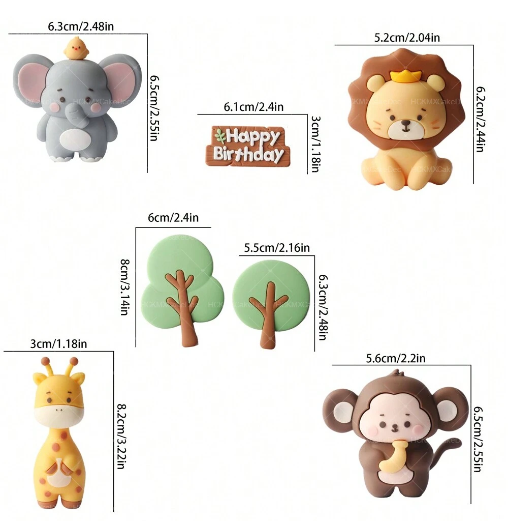 Neuer Safari-Kuchenaufsatz, wilde Tiere, Löwe, Elefant, Giraffe, Kuchen, Dschungeltiere, wilder Tortenaufsatz, Geburtstagsparty-Dekoration – Detail 4