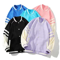 Baseballs Jackets Spring Fashion Casual Loose Quality Patchwork Button Couple Coat Women Men Jacket Custom Logo
