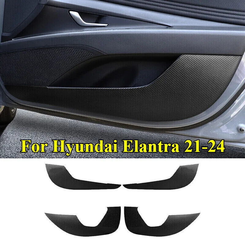 

For Hyundai Elantra 21-24 Carbon Fiber PU Leather Door Anti-Kick Guard Pad Trim