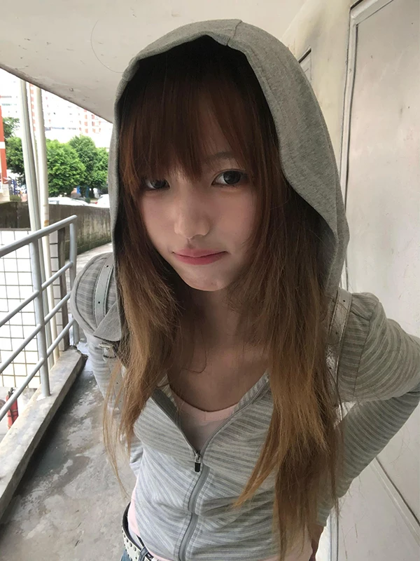 Tonngirls Y2k اليابانية هوديس المرأة طويلة الأكمام مخطط البلوز الشارع الشهير الأمريكية مخطط هوديس مع سحاب E-الفتيات #4