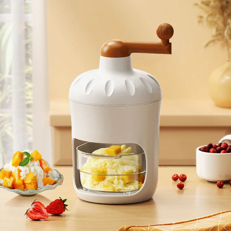 Portable Manual Shaved Ice Machine Mini Rotary Ice Shaving Machine Household Crushed Ice Maker for Ice Cream Kitchen Ice Tool