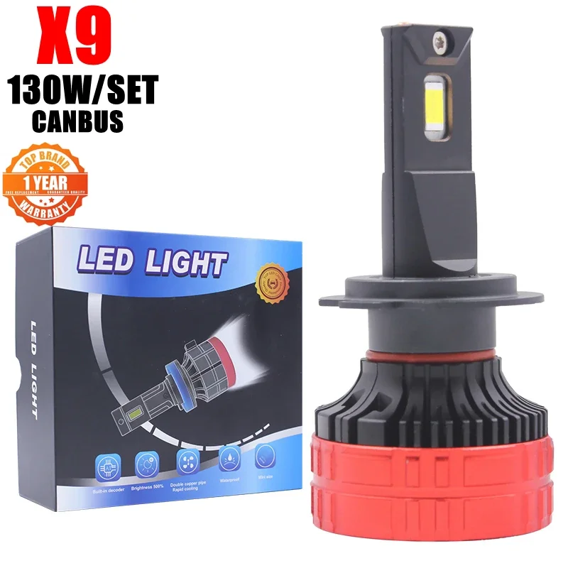 X9 130W H7 H11 H1 LED Bulb for Car Headlight Kit Fog Light H7 H11 H1 9005 H4 Canbus Turbo Led Light LED Lamp Headlights Bulb