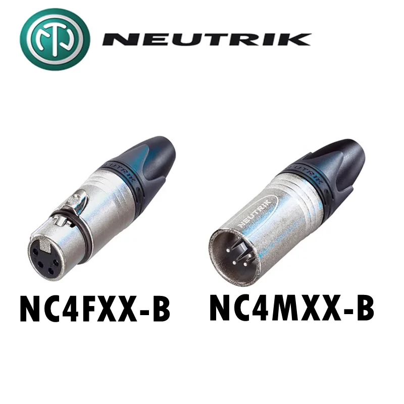 10pcs Neutrik 5 NC4MXX-B/ 5 NC4FXX-B Gold plated Silver plated four-core XLR Cannon Balance Male plug NEUTRIK Connector XLR