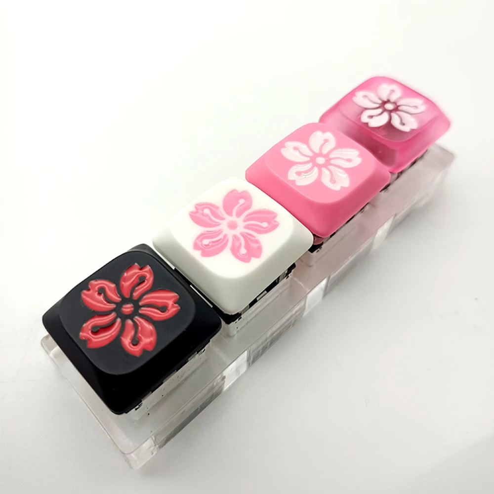 Low Profile Resin Keycaps For Keychron K1 K3 K5Pro Nuphy Air75 Air98 Cross Switch Mechanical Keyboard Sakura Cherry Blossom Caps