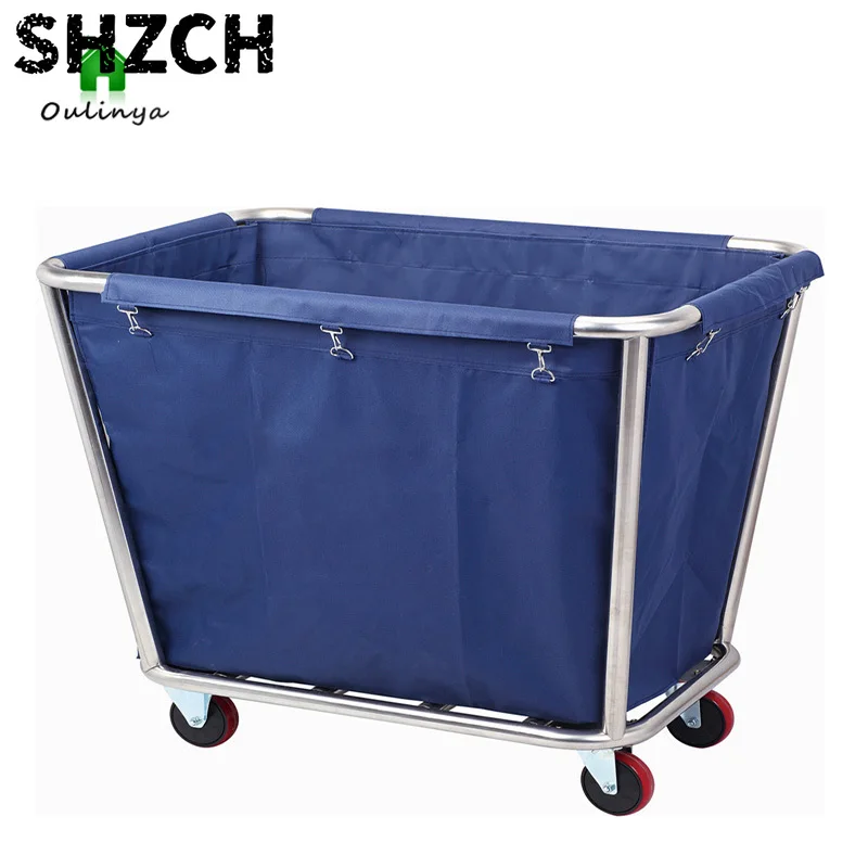 Hotel Linen Cart Working  for Guest Room Stainless Steel Service  Laundry  Hotel Cleaning Handcart with Wheels