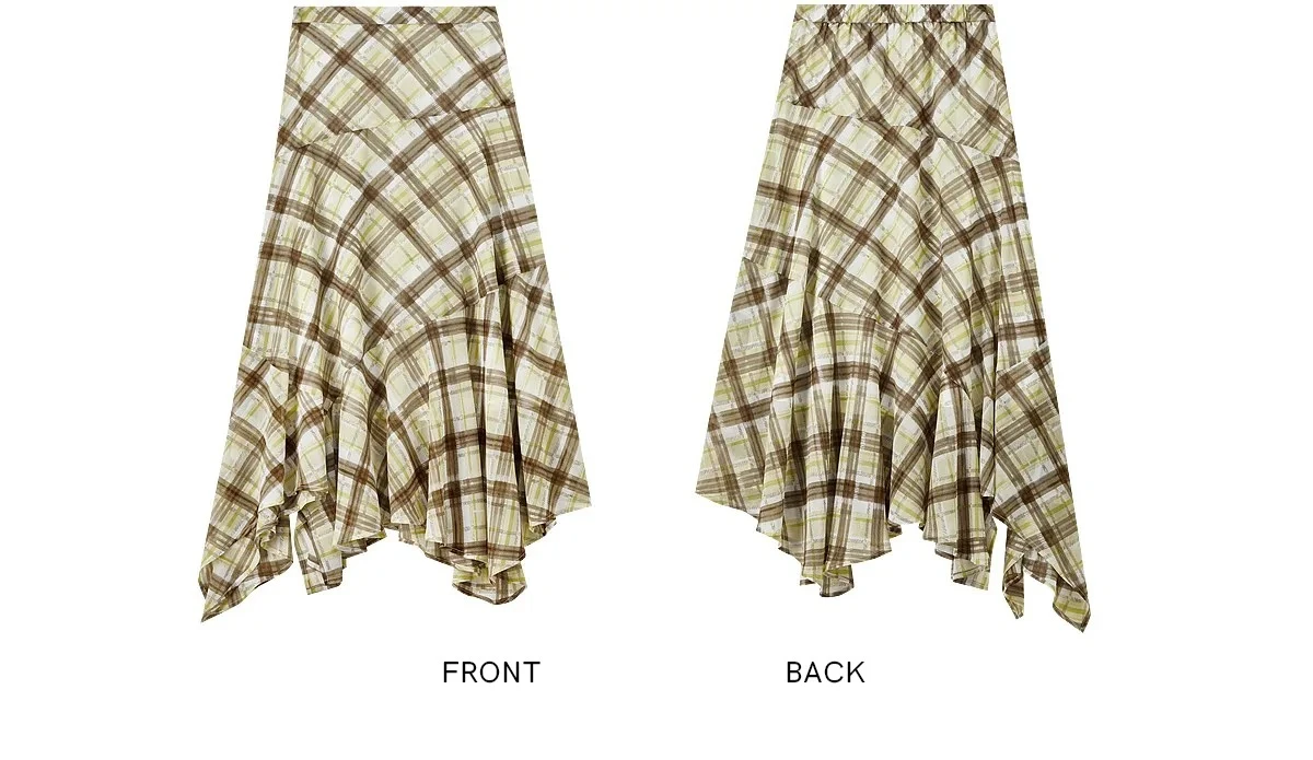 SENTUBILA Damen Sommer Karierter Rock 2026 Neuer Unregelmäßiger Gelber Langer Meerjungfrauenrock Damenkleidung Alltagsoutfit 162QK7007 – Detail 31