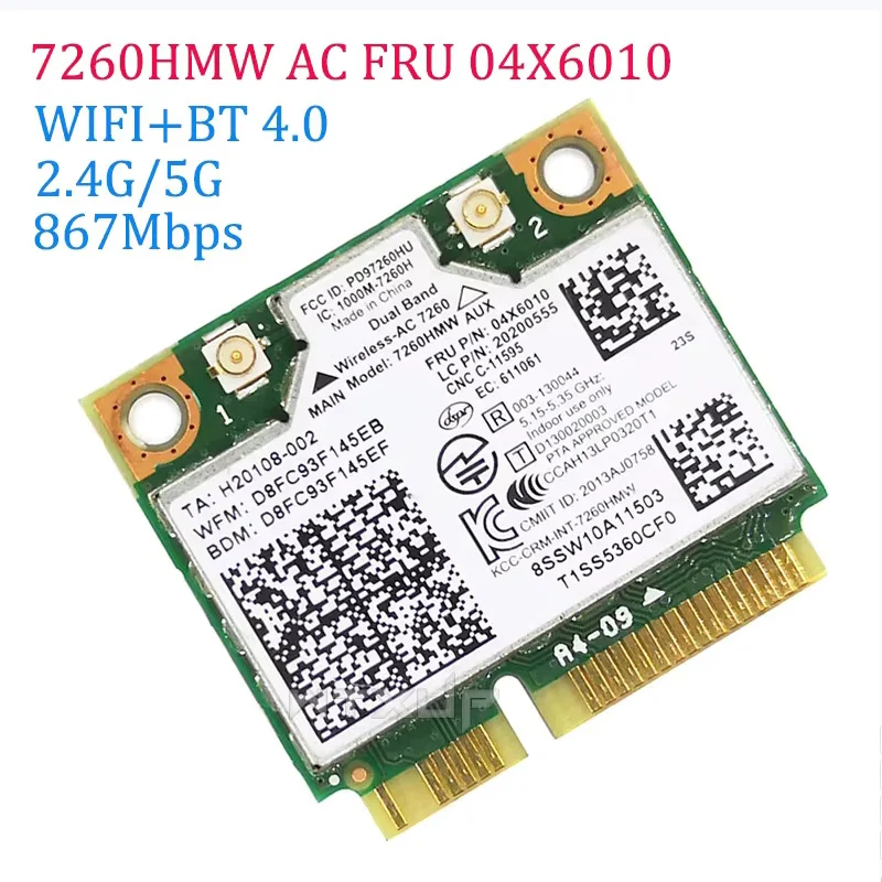 

for Lenovo THINKPAD S1 S440 S540 E440 E540 Dual Band Wireless-AC 7260HMW 7260AC FRU:04X6090 04X6010 half Mini PCI-e WIFI card